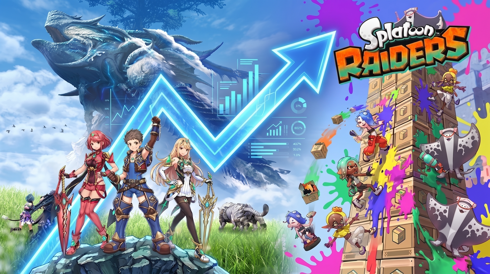 لعبة Xenoblade Chronicles 2 تهدد عرش Splatoon Raiders في المبيعات